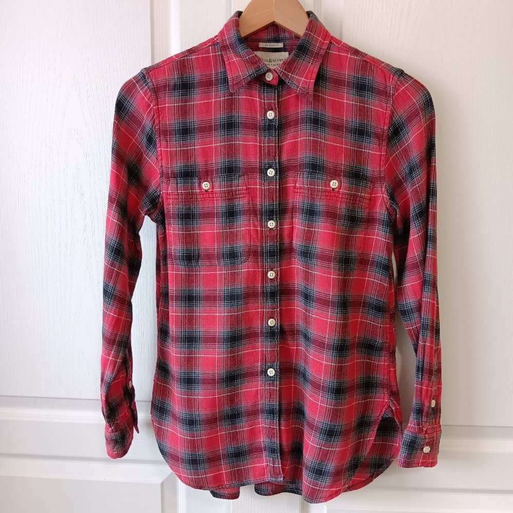 Denim & Supply Ralph Lauren Women's Red Plaid Button Front Shirt Size S